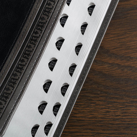 Gray and Black Faux Leather Giant Print Standard-size King James Version Bible with Thumb Index