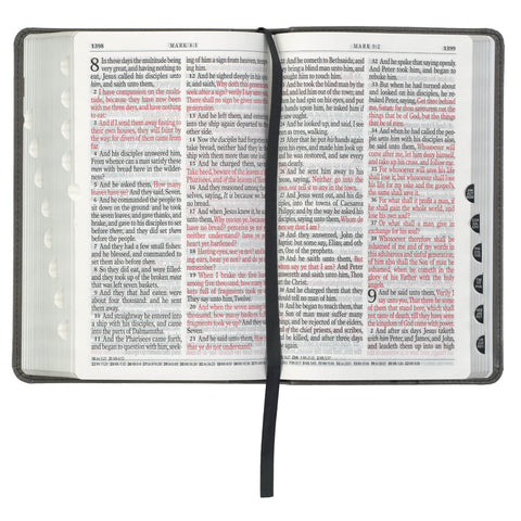 Gray and Black Faux Leather Giant Print Standard-size King James Version Bible with Thumb Index