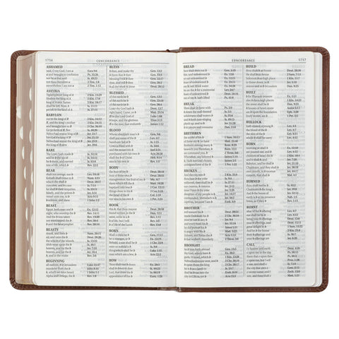 Saddle Tan and Butterscotch Faux Leather Giant Print Standard-size King James Version Bible with Thumb Indexing