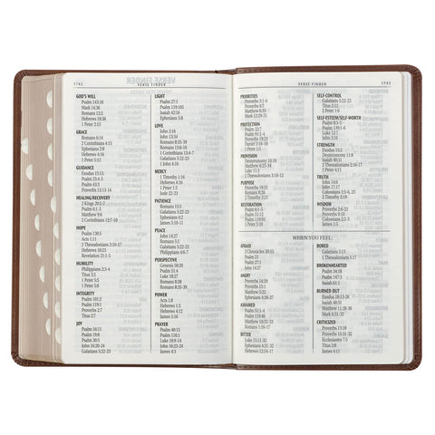 Saddle Tan and Butterscotch Faux Leather Giant Print Standard-size King James Version Bible with Thumb Indexing