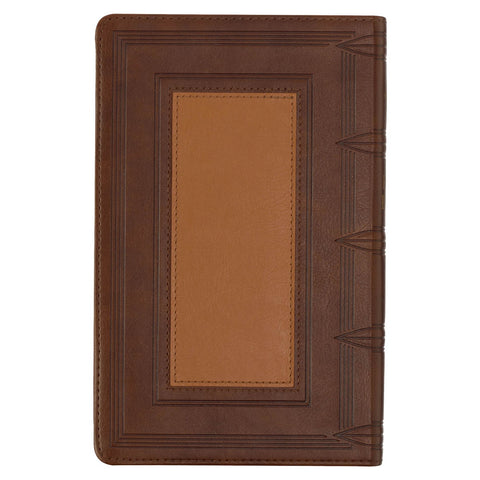 Saddle Tan and Butterscotch Faux Leather Giant Print Standard-size King James Version Bible with Thumb Indexing