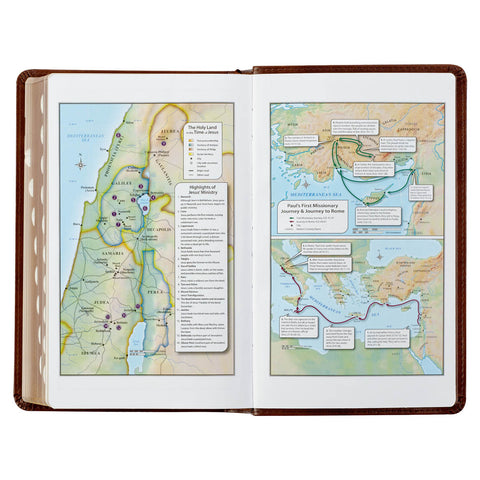 Saddle Tan and Butterscotch Faux Leather Giant Print Standard-size King James Version Bible with Thumb Indexing