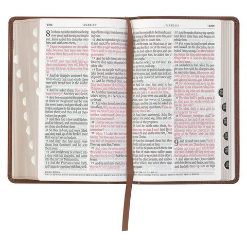 Saddle Tan and Butterscotch Faux Leather Giant Print Standard-size King James Version Bible with Thumb Indexing