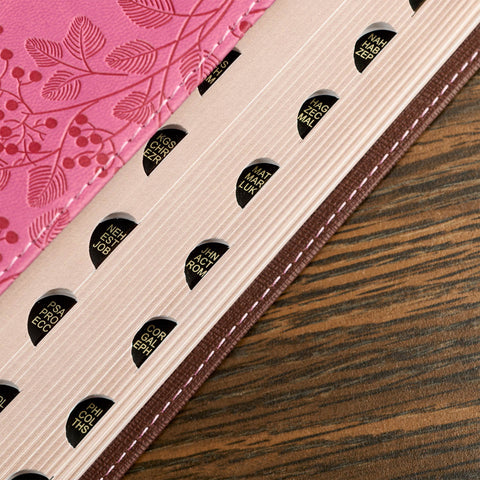 Brown and Berry Pink Faux Leather Giant Print Standard-size King James Version Bible with Thumb Index