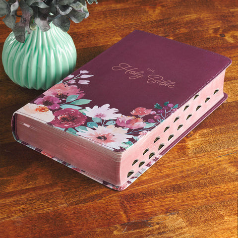 Purple Floral Faux Leather Giant Print KJV Bible