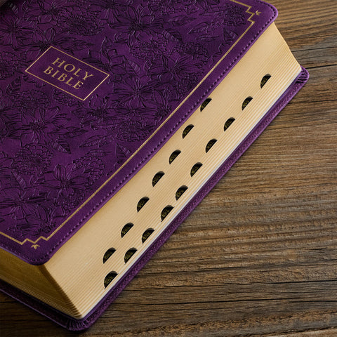 Purple Faux Leather Giant Print Full-Size King James Version Bible with Thumb Index