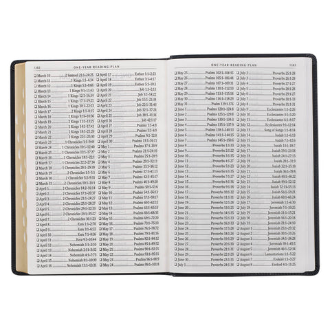 Midnight Blue Art Nouveau Framed Faux Leather Giant Print Full-size King James Version Bible with Thumb Index