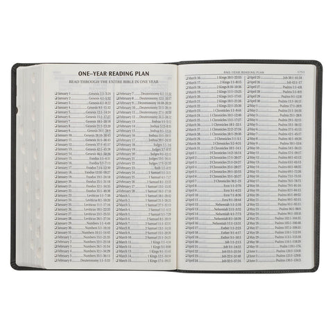Gray with Black Inlay Faux Leather Super Giant Print King James Version Bible with Thumb Index