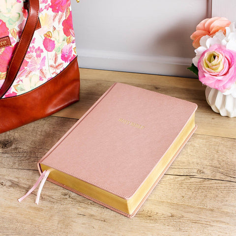 Rose Gold Faux Leather Hardcover Large Print KJV Note-taking Bible