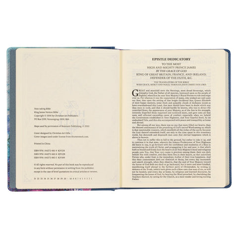 Blue Floral Faux Leather Hardcover Note-taking Bible