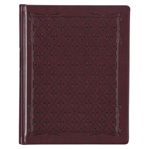 Burgundy Diamond Grid Faux Leather Hardcover Large Print KJV Note-taking Bible