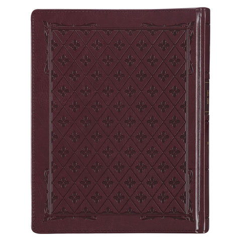 Burgundy Diamond Grid Faux Leather Hardcover Large Print KJV Note-taking Bible