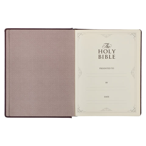 Burgundy Diamond Grid Faux Leather Hardcover Large Print KJV Note-taking Bible