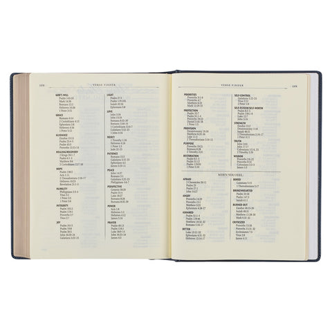 Navy Blue Floral Faux Leather Hardcover Large Print KJV Note-taking Bible