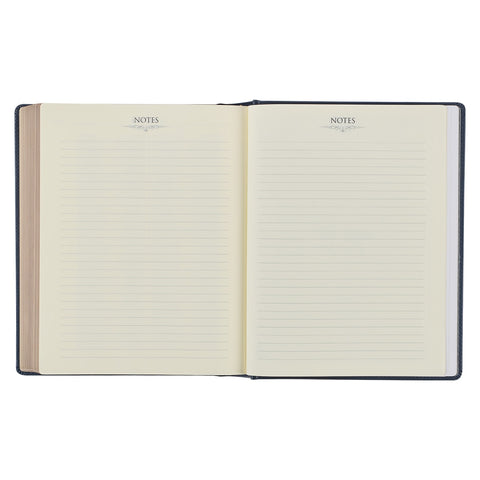 Navy Blue Floral Faux Leather Hardcover Large Print KJV Note-taking Bible