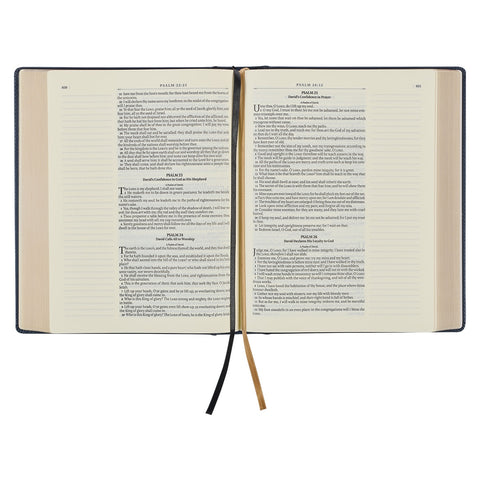 Navy Blue Floral Faux Leather Hardcover Large Print KJV Note-taking Bible