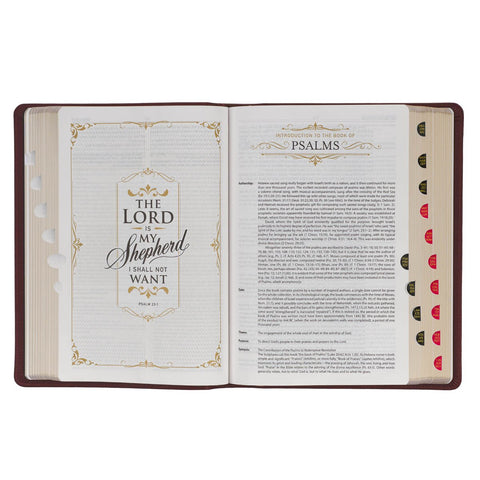 Saddle Tan Full Grain Leather King James Version Study Bible with Thumb Index