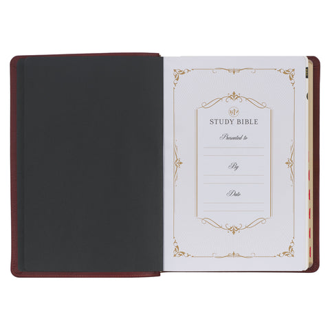 Saddle Tan Full Grain Leather King James Version Study Bible with Thumb Index
