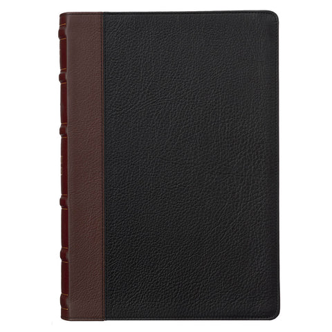 Black and Burgundy Full Grain Leather Large Print King James Version Study Bible with Thumb Index