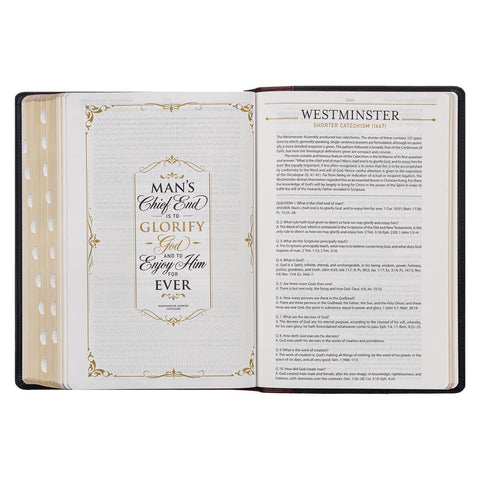 Black and Burgundy Full Grain Leather Large Print King James Version Study Bible with Thumb Index