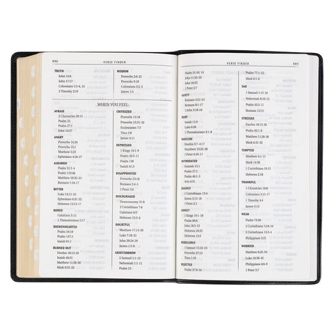 Black Framed Faux Leather King James Version Deluxe Gift Bible with Thumb Index