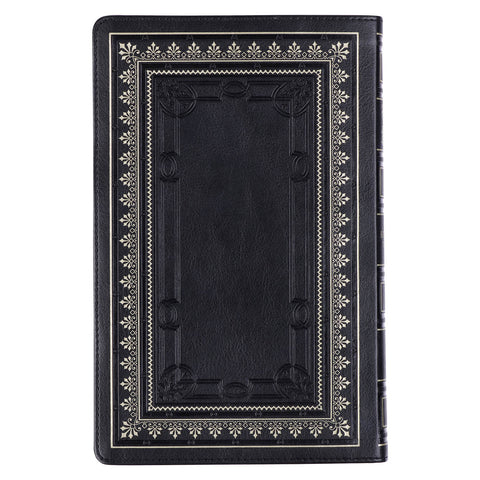 Black Framed Faux Leather King James Version Deluxe Gift Bible with Thumb Index