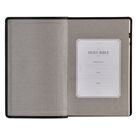 Black Framed Faux Leather King James Version Deluxe Gift Bible with Thumb Index
