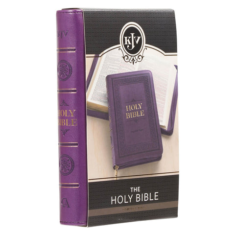 Iris Purple Faux Leather Compact King James Version Bible with Zippered Closure