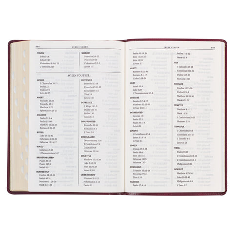Burgundy Cross Faux Leather Large Print Thinline King James Version Bible with Thumb Index