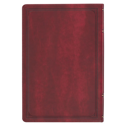 Burgundy Cross Faux Leather Large Print Thinline King James Version Bible with Thumb Index