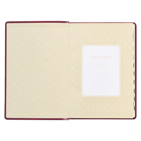 Burgundy Cross Faux Leather Large Print Thinline King James Version Bible with Thumb Index
