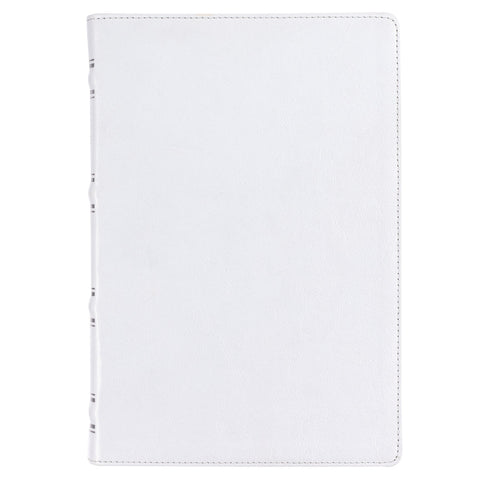 White Full Grain Leather Full-size Giant Print King James Version Bible with Thumb Index