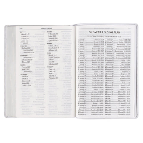 White Full Grain Leather Full-size Giant Print King James Version Bible with Thumb Index