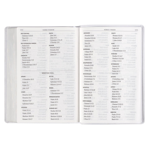 White Full Grain Leather Full-size Giant Print King James Version Bible with Thumb Index