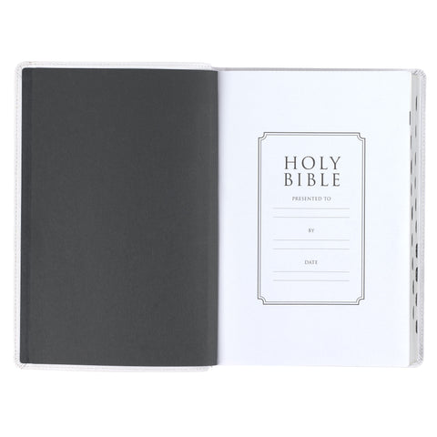 White Full Grain Leather Full-size Giant Print King James Version Bible with Thumb Index