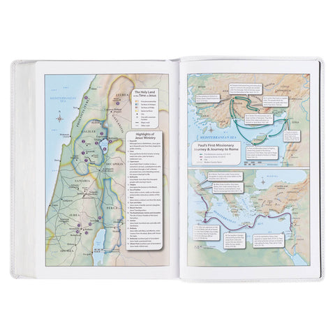 White Full Grain Leather Full-size Giant Print King James Version Bible with Thumb Index