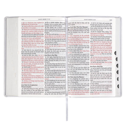 White Full Grain Leather Full-size Giant Print King James Version Bible with Thumb Index