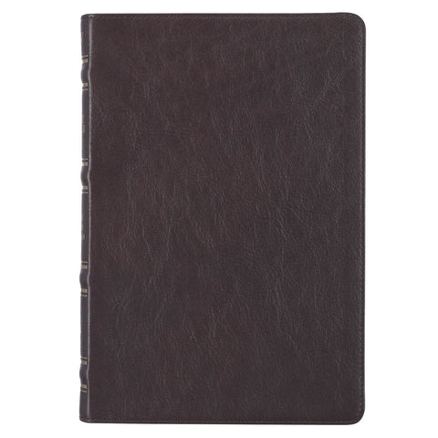 Brown Full Grain Leather Large Print Thinline King James Version Bible with Thumb Index