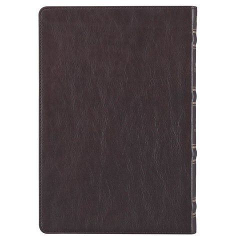 Brown Full Grain Leather Large Print Thinline King James Version Bible with Thumb Index