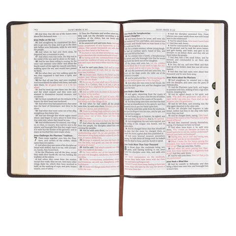 Brown Full Grain Leather Large Print Thinline King James Version Bible with Thumb Index
