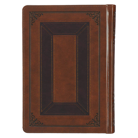 Toffee and Burgundy Faux Leather Hardcover King James Version Study Bible with Thumb Index