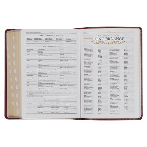 Diamond Grid Saddle Tan Faux Leather King James Version Study Bible with Thumb Index