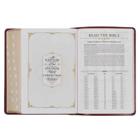 Diamond Grid Saddle Tan Faux Leather King James Version Study Bible with Thumb Index
