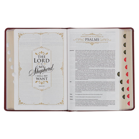 Diamond Grid Saddle Tan Faux Leather King James Version Study Bible with Thumb Index