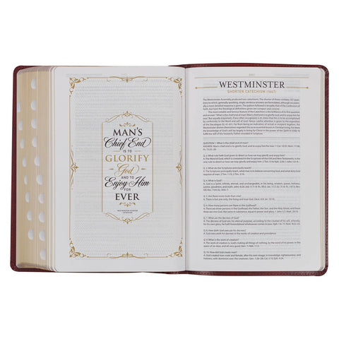 Diamond Grid Saddle Tan Faux Leather King James Version Study Bible with Thumb Index