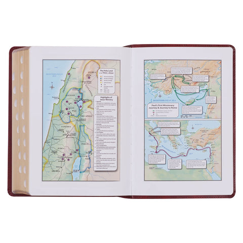 Diamond Grid Saddle Tan Faux Leather King James Version Study Bible with Thumb Index