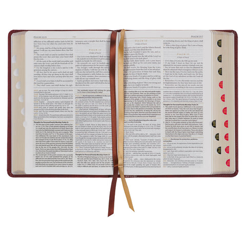 Diamond Grid Saddle Tan Faux Leather King James Version Study Bible with Thumb Index