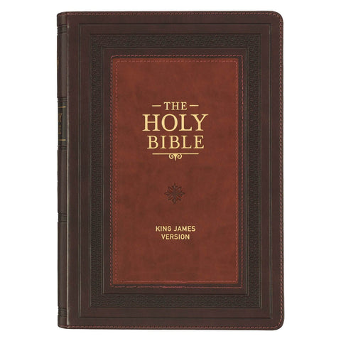 Burgundy and Saddle Tan Faux Leather Large Print King James Version Study Bible with Thumb Index