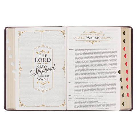 Burgundy and Saddle Tan Faux Leather Large Print King James Version Study Bible with Thumb Index