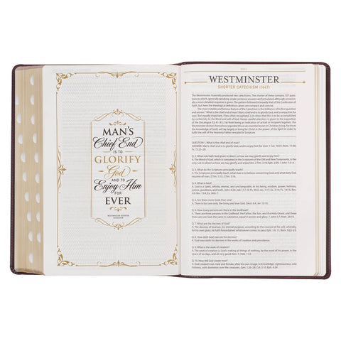 Burgundy and Saddle Tan Faux Leather Large Print King James Version Study Bible with Thumb Index